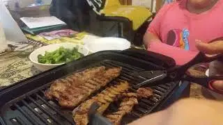 Indoor grilling beef tri tip strips