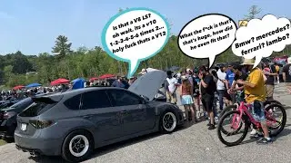Twin Turbo V12 swapped Subaru STI reactions from Wicked Big Meet 2023 PART: 1 of 4