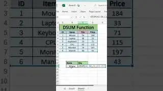 🧮 DSUM Function in Excel – Sum Data Based on Criteria!