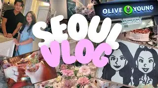 KOREA VLOG 🇰🇷 skin care shopping, Hongdae night life, trendy cafes and food!