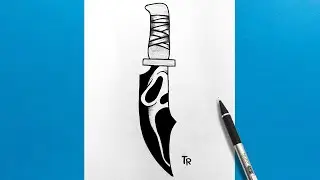 How To Draw Ghost Face On A Knife Easy Step By Step Scream Drawing Halloween Tutorial For Beginners