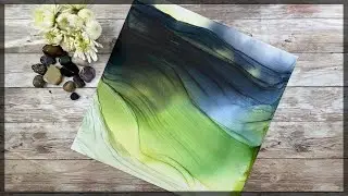 Abstract Art Painting - Midnight Blue & Glitter Alcohol Inks