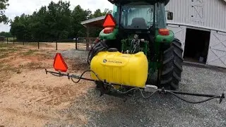 Spraying pasture with John Deere 60 gallon sprayer and 5075M