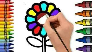 flower painting easy-Easy flower drawing for kids and Toddlers| learn colors