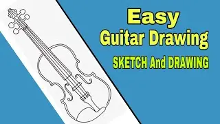 How to Draw a Guitar | Easy Guitar Drawing Step by Step Sketch for beginner