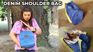 DIY Lined Denim Shoulder Bag (with Quilted Base)