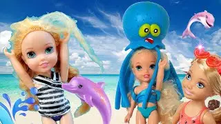 Barbie Underwater Adventure ! Elsa and Anna Toddlers Best Day Ever! Ocean - Dolphin - Dolls -Ep. 572