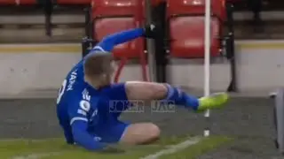 Vardy murders the corner flag...