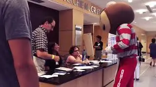Brutus Buckeye at the International Student Welcome Event