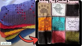 HOW TO: Continuously Join Filet Crochet Squares using the Shell Stitch