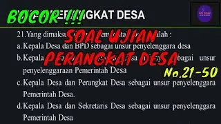 SOAL UJIAN PERANGKAT DESA TENTANG PENGETAHUAN UMUM No.21-50 | DIJAMIN KELUAR