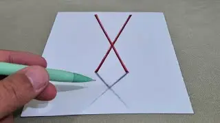 3d drawing X letter on paper