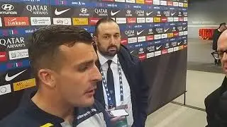 Giulio Donati in mixed zone dopo Roma-Lecce 4-0 (23/02/20)