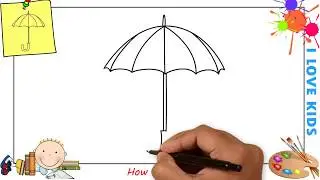 How to draw an umbrella EASY step by step for kids, beginners, children 2