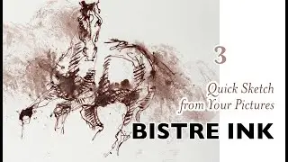 Quick Sketch from Your Picture 3 - Galloping Horse Drawing Demo with Ink