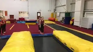Tramp Module 1-13: Step Jump Bounce Upright Tuck Snap Open, Then Bounce Tuck Open With 1/2 Twist