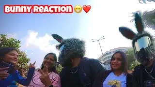 Cute girl reaction on my new bunny helmet riding Yamaha R15m