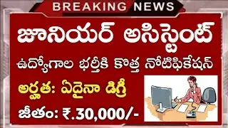 🔥జూనియర్ అసిస్టెంట్ కొత్త నోటిఫికేషన్ విడుదల || Junior Assistant Posts Recruitment Notification 2022