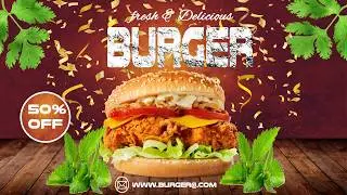 Burger Poster Design in Photoshop | Graphic Design Tutorial | Fast Food Poster Design 2026