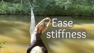 yoga side bend with finger interlace stretch