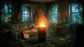 The Last of Us Ambience Abandoned Safehouse  Heavy Rain & Barrel Fire 4K