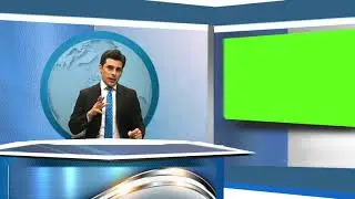 Small virtual studio for solo anchor / spokes person. chroma key. free use.