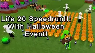 BLOCK TYCOON SPEEDRUN! LIFE 20! Using Cows and Halloween Event! (BLOCK TYCOON)