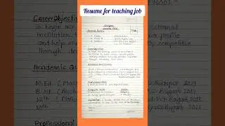 Resume for teacher job ( for government and private teacher )