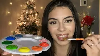 Asmr spit painting you with edible paint🎨🖌️💦(mouth sounds)
