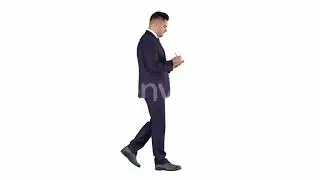 Young positive caucasian businessman walking and making | Stock Footage - Videohive