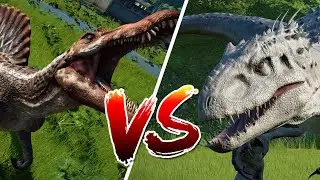 Dinosaurs INDOMINUS REX vs SPINOSAURDinosaur battle Jurassic World Evolution