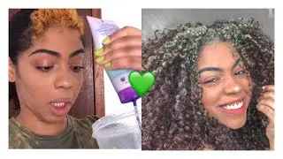 DESCOLORINDO SOZINHA - cabelo cacheado com mecha colorida
