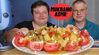 MUKBANG EATING BIGGER PLATE POLISH SAUSAGE AND VEGETABLES ASMR EATING SHOW 😋 👌 