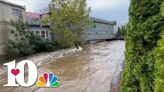 West Prong Little Pigeon River roars in Gatlinburg as Helene passes through East Tennessee