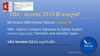 MS Access 2019 VBA Sinhala Tutorial for Beginners - Lesson 03 (Option Compare Database+Explicit)