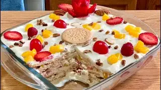 Delicious creamy Maria cookie and fruit dessert 😋 