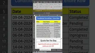 Day 31 Conditional Formatting - Entire Row #excel #exceltips #exceltricks #exceltutorial #pivot