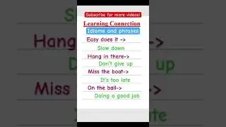 Learn English idioms and phrases with meaning 