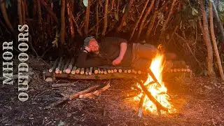 Bushcraft Camp Part 2 - Building bed and cooking steak dinner