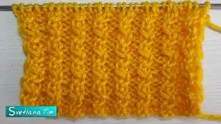 Как вязать простой узор спицами Резинка Зигзаг # 633