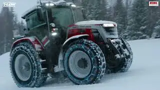 MF 8S opp alpinbakke med Flom kjetting