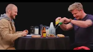 Gordon Ramsay on Hot Ones, but only the swearing.