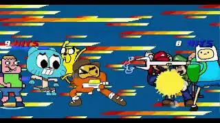 Mugen Request - Gumball, Darwin, Clarence & Sumo VS Finn, Jake, Mario & Luigi