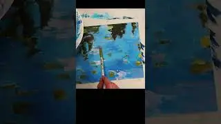 Impressionistische Seerosenmalerei à la Monet in 50 Sekunden ️🖌🏞️ #Shorts #Acrylmalen #tutorial
