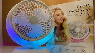 Moon-Shaped Desktop Mini Fan with DC Motor 45° Adjustable Air/Unboxing/ Device Test/ Battery Check