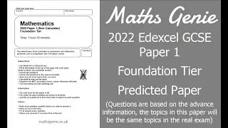 Edexcel 2022 GCSE Maths Paper 1 Foundation Predicted Paper