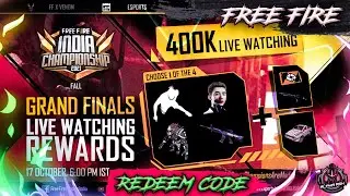 17 OCTOBER 2021 | FREE FIRE REDEEM CODE | FFIC 2021 FALL GRAND FINALS REDEEM CODE  | ALPHA ASH