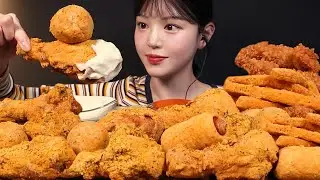 Crispy Bburinkle Chicken, Cheese Balls, Corn Dogs Mukbang ASMR