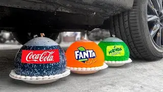Experiment car vs coca cola pepsi club baby toys car vs biscuits crushing crunchy soft things by car