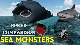Speed Comparison of Sea Monsters || The Bloop Vs El Gran Maja Vs Megalodon || 3D Animation 🦑🦈🐉🐲